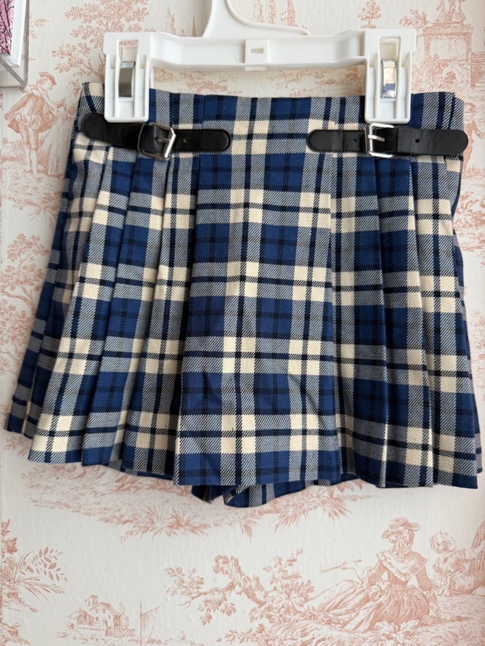 Zara Kids Blue and Cream Plaid Skirt. Size 2-3 years